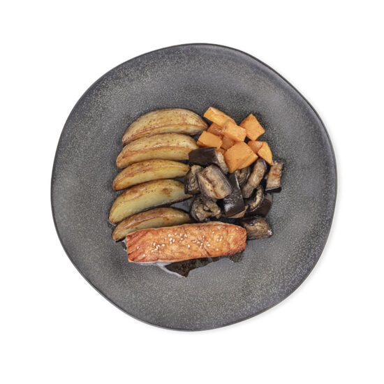 salmon con soja, miel & ginger
