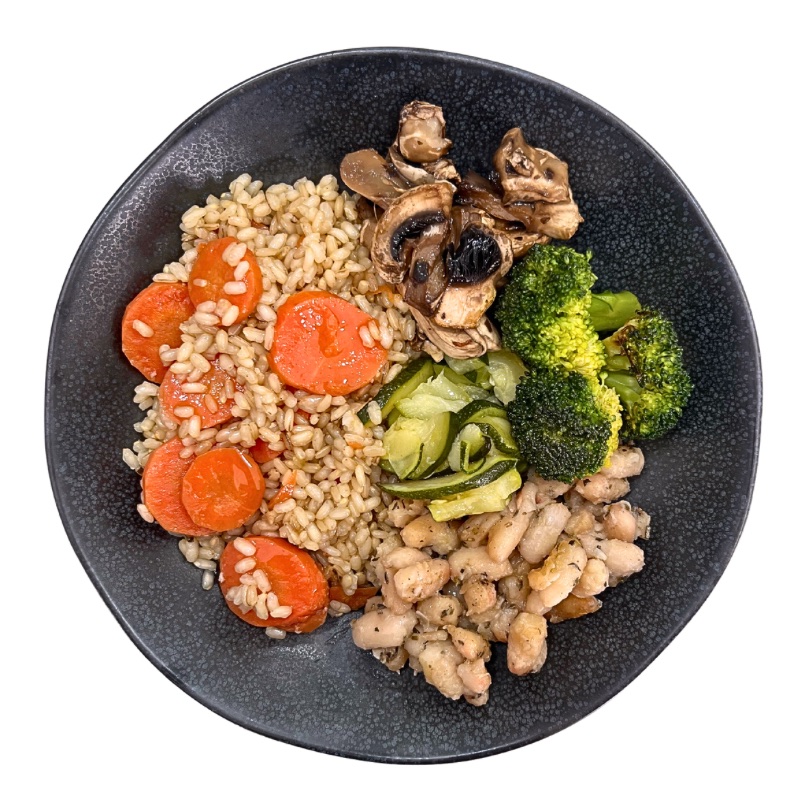 Alubias blancas al horno con arroz integral