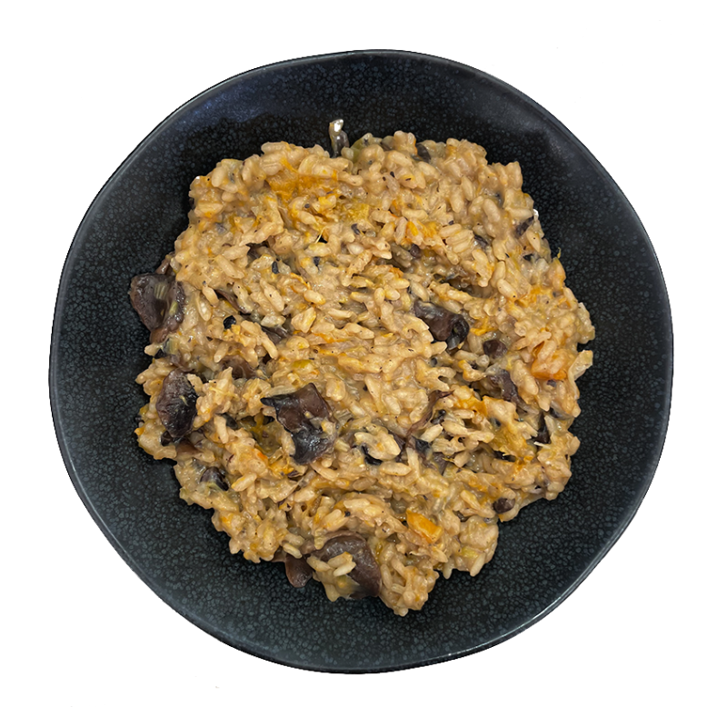 Risotto de setas, calabaza y alga wakame