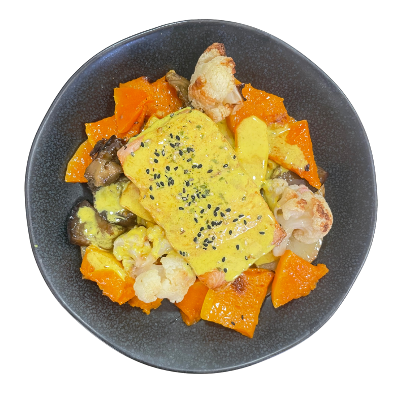 Salmón con salsa de mango y coco