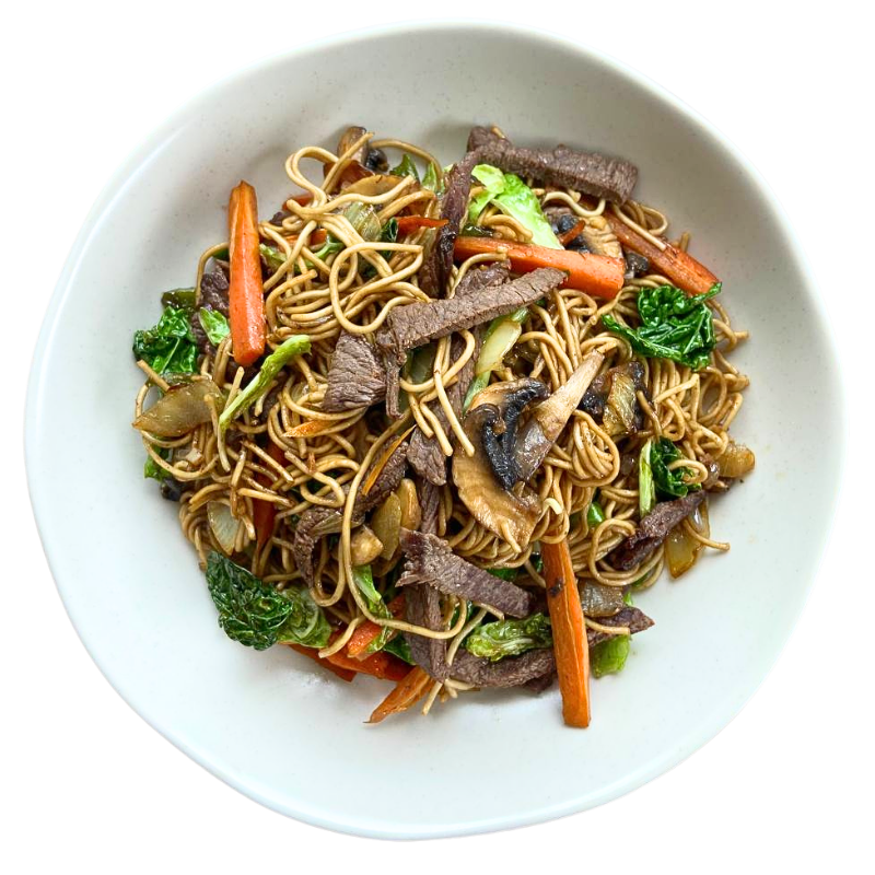 Fideos chinos con ternera