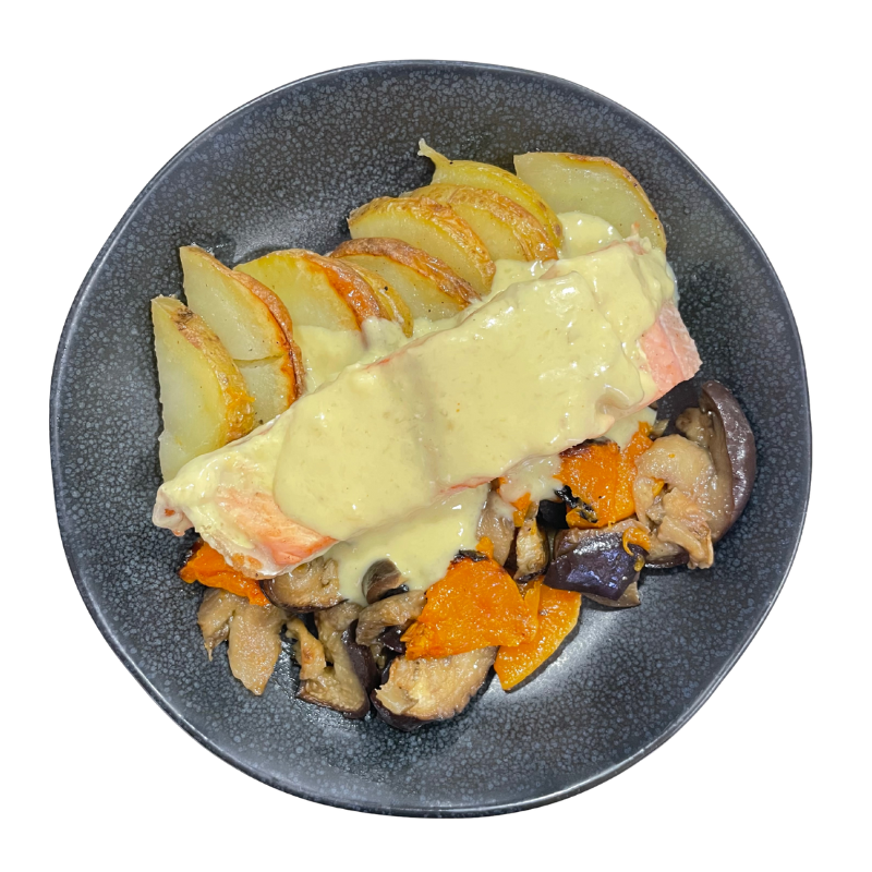 Salmón con salsa de mango y coco