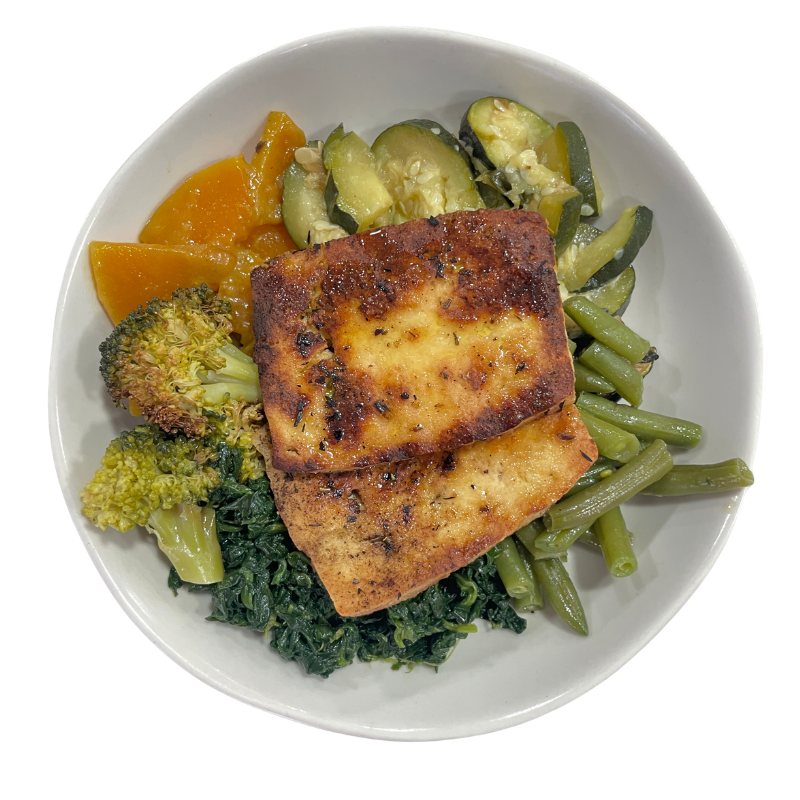 Tofu con verduras asadas